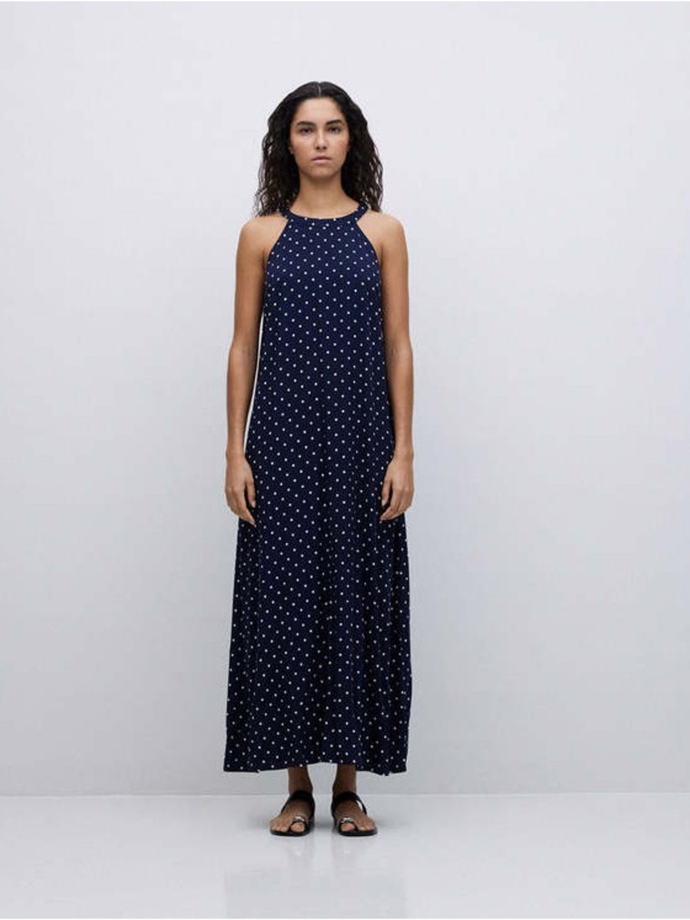Yerse Polka Dot Halter Dress